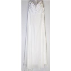 7-STRAPLESS WHITE CHIFFON EMBROIDERED GOWN