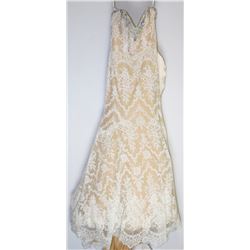15-LACE COVER BEIGE SATIN  W/RIBBON GOWN