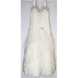 16-FULL LAYERED LACE WEDDING GOWN W/CORSET BACK