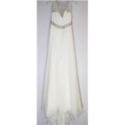 26-IVORY BEADED WEDDING GOWN, ZIPPERED BACK