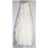Image 1 : 28-EMBROIDERED LONG WHITE GOWN W/TRAIN, ZIPPERED