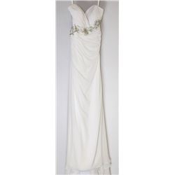 34-STRAPLESS BEADED WAIST W/TRAIN, ZIPPER.