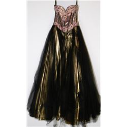 38-MULITICOLOURED BEADED TOP BLACK GOWN STRAPLESS