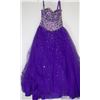 Image 1 : 43-PURPLE LACED STRAPLESS DRESS W/BEADED BODICE