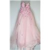 Image 1 : 47-PINK STRAPLESS LACE GOWN W/BEADED BODICE