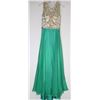 Image 1 : 51-GOLD & GREEN BACKLESS GOWN SIZE 9/10