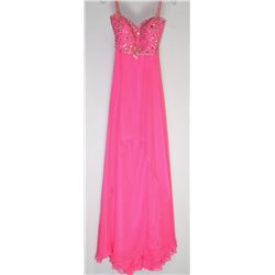 52-PINK BACKLESS BEADED GOWN SIZE 11/12