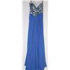 Image 1 : 56-BLUE STRAPLESS GOWN W/BEADED TOP SIZE 8