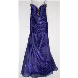 58-PURPLE/BLUE STRAPLESS GOWN W/BEADED BODICE