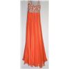 Image 2 : 62-PASTEL ORANGE LACE GOWN, BEADED BODICE SIZE 2