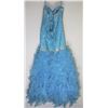 Image 2 : 63-BLUE CORSET RUFFLED GOWN, BEADED BODICE