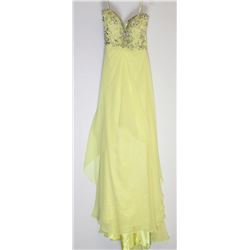 68-YELLOW OPEN BACK SEQUIN TOP GOWN SIZE 11/12