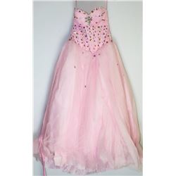 69-LIGHT PINK FULL LACE SKIRT GOWN W/FLOATING