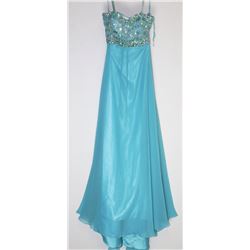 87-BLUE BACKLESS LONG GOWN SIZE 7/8