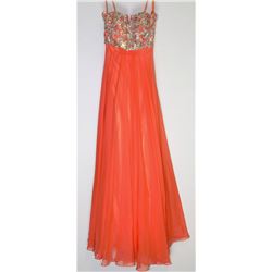 91-ORANGE BEADED TOP LONG GOWN SIZE 6