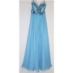92-GREEN/BLUE BACKLESS GOWN SIZE 9/10