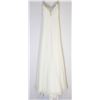 Image 1 : 110-WHITE BEADED BODICE STRAPPED LONG GOWN W/TRAIN