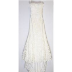 111-STRAPLESS EMBROIDERED & LACE GOWN W/TRAIN