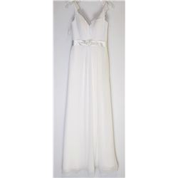 113-ELEGANT FLOWER BEADED WAIST SIMPLE GOWN