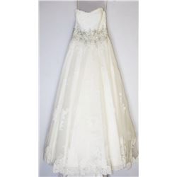 116-FULL LACE SEQUINED CENTER STRAPLESS WHITE GOWN