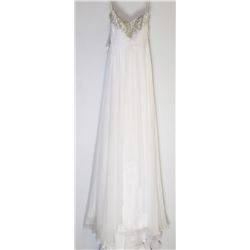 118-WHITE SEQUINED TOP BACKLESS W/TRAIN