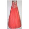 Image 1 : 121-CORAL SEQUINED LACE GOWN SIZE 8