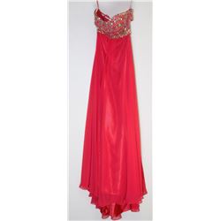 122-SLEEK RED GOWN BACKLESS DRESS. SIZE 3/4