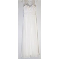 123-WHITE LACE STRAP GOWN. SMALL SIZE UNKNOWN