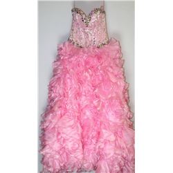 126-LIGHT PINK BEADED BODICE W/RUFFLE SKIRT