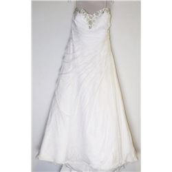 130-FULL LACE BEADED TRIM W/TRAIN, CORSET BACK