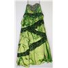 Image 1 : 131- PIECE GREEN BEADED STRAPLESS GOWN W/CORSET