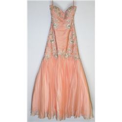 132-CORAL SEQUINED BACKLESS GOWN