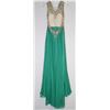 Image 2 : 133-BEIGE & GREEN BACKLESS DRESS