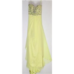 134-LIGHT YELLOW BACKLESS SEQUINED TOP GOWN