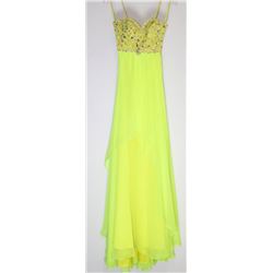 136-YELLOW BACKLESS SEQUINED TOP GOWN