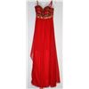 Image 1 : 137-RED BEADED BODICE GOWN SIZE 6