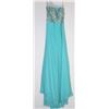 Image 1 : 139-GREEN BEADED BODICE, BACKLESS GOWN SIZE 13/14