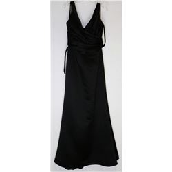 142-BLACK SATIN GOWN SIZE 16