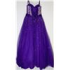Image 2 : 144-FULL LACE BEADED BODICE PURPLE GOWN W/CORSET