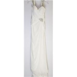 149-BEADED STRAPS, ZIPPERED BACK WHITE GOWN