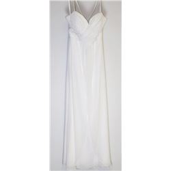 157-WHITE ELEGANT, BEADED STRAP GOWN