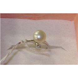 #60-FRESH WATER PEARL .925 SILVER RING SIZE 5.5