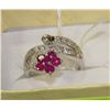 Image 1 : #48-NATURAL RUBY AND CZ .925 RING SIZE 7.5