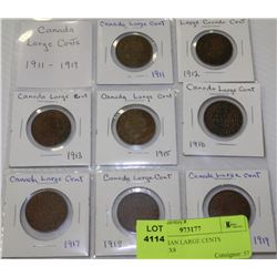 B-CANADIAN LARGE CENTS 1911-1919 X8