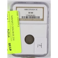 M.1888 5 CENT XF40 NGC CANADA