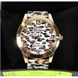 GENEVA WOMENS LEOPARD PRINTED WATCH