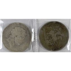 Y. LOT OF 2- 1819 SILVER CROWN COINS