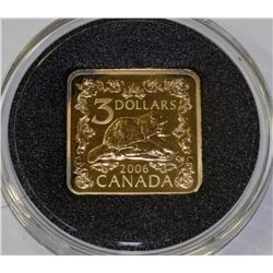JJJ.2006 CANADA  $3 SQUARE GOLD PLATED SILVER