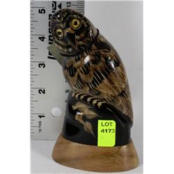 NEW HAND CARVED BUFFALO HORN, OWL