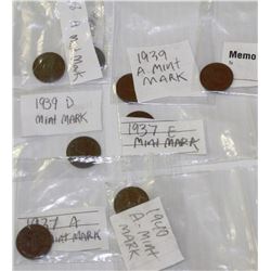 SET OF EIGHT NAZI BRASS 1 PFENNIG WITH SWASTIKA